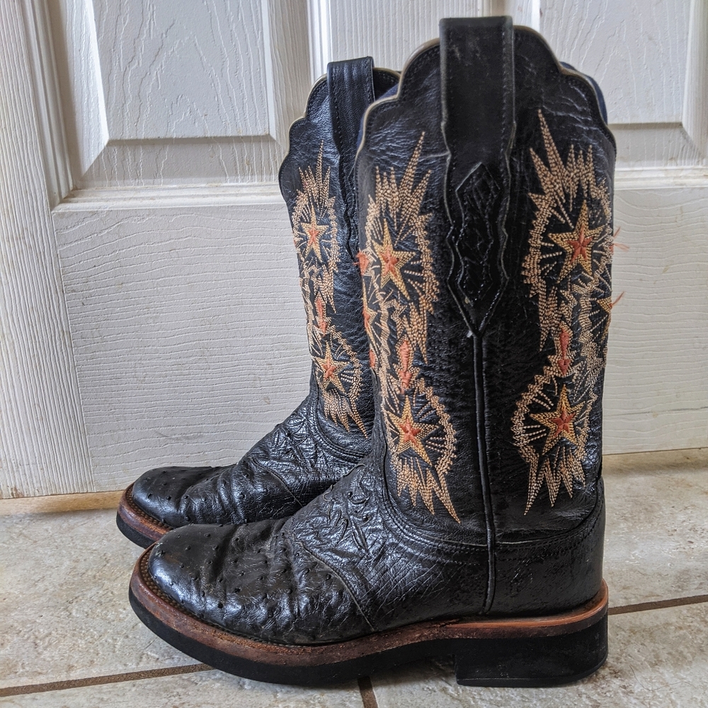 Women's Black Ostrich Lucchesse